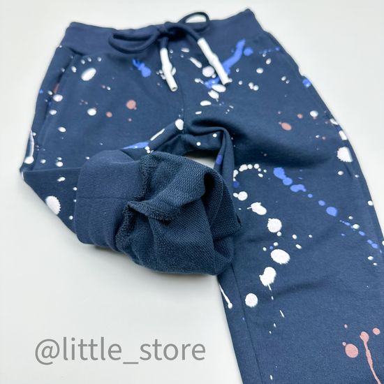 Брюки из футера "Космические брызги" индиго