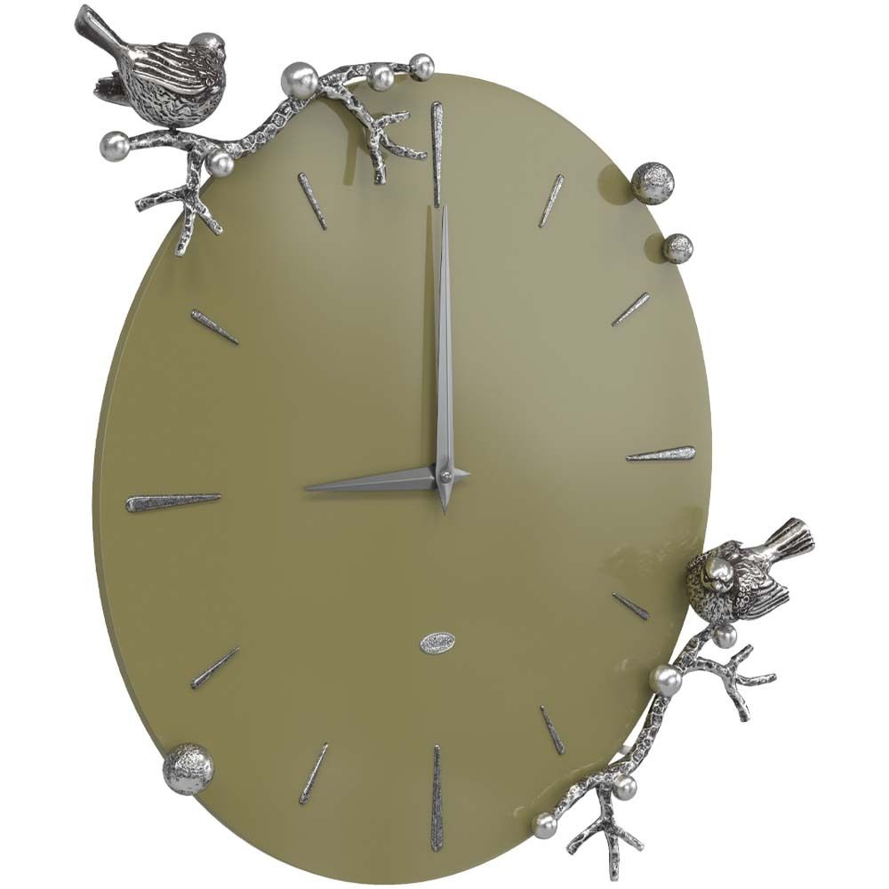 Часы настенные Терра Колор Зеленая олива Сильвер
