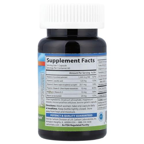 Carlson, Womens Iron Restore, 28 mg Iron + B Vitamins, 60 Capsules