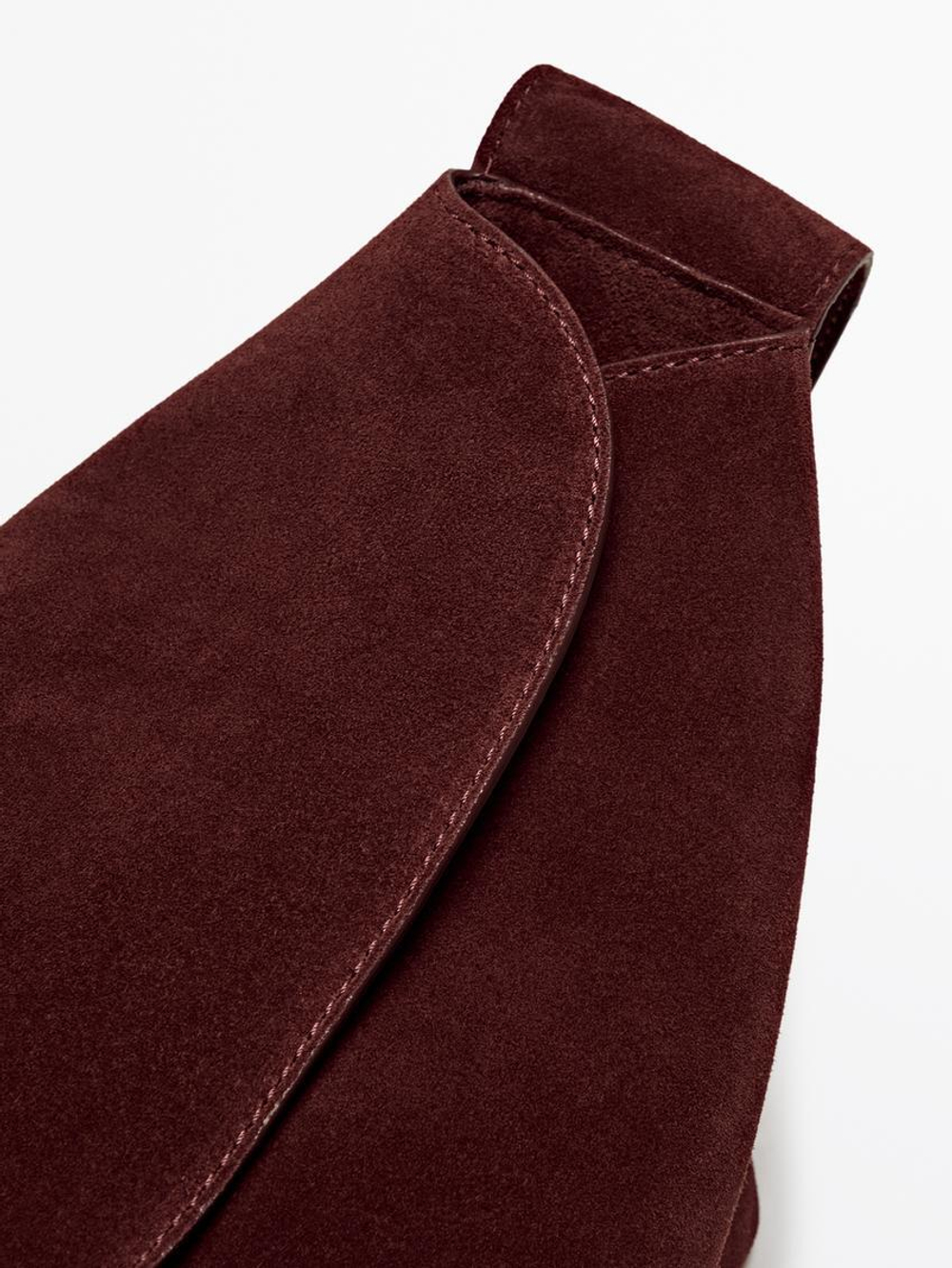 Massimo Dutti Замшевая сумка с плечевым ремнем, бордо