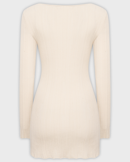 Платье вязаное мини с длинным рукавом