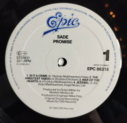 Винтажная виниловая пластинка LP Sade Promise (Holland 1985) The Sweetest Taboo
