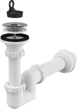 Сифон для умывальника Alca Plast A412 S-образный  40 мм с нержавеющей peшeткой 63 мм