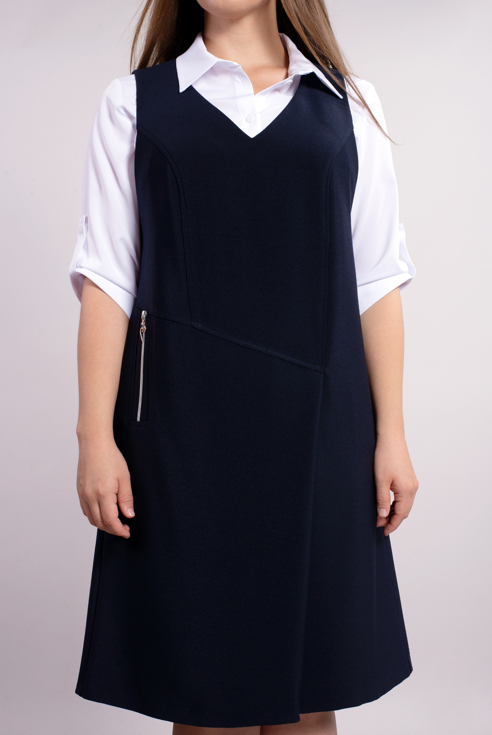 Офисный сарафан 2614АП, Тёмно тёмно син #70ТТСи082614АП