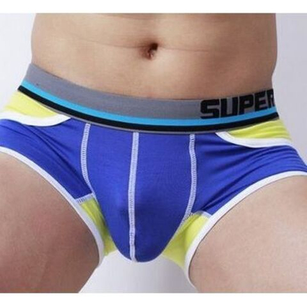 Мужские трусы хипсы синие Superbody Modal Violet Yellow Hip Boxer