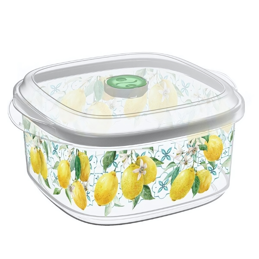 Емкость для СВЧ 1,6л с клапаном с декором "Sicily Lemon" (бесцветный)