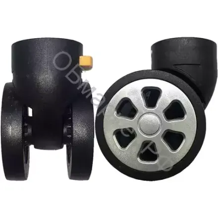 Колесо PLG-K 005/1, d57, чёрный, серебро и жёлтая вставка