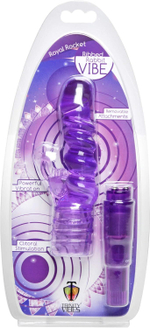 Фиолетовая виброракета с насадкой-кроликом Ribbed Rabbit Vibrator - 21,6 см. (Цвет: фиолетовый)