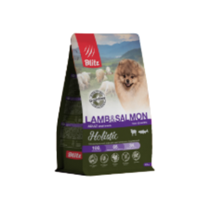 Сухой корм для собак Blitz Holistic Lamb & Salmon Adult Dog Small Breeds (Grain Free) с ягненком и лососем для мелких пород c 12 месяцев Holistic Гипоаллергенный корм для чувствительного пищеварения, 1,5 кг
