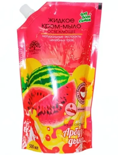 Мыло-крем ДЛЯ ВСЕЙ СЕМЬИ Арбуз и дыня Освежающее 500мл дой-пак