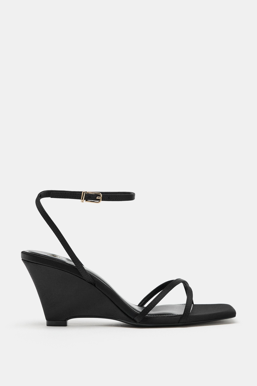 ZARA БОСОНОЖКИ НА ТАНКЕТКЕ, ЧЕРНЫЙ