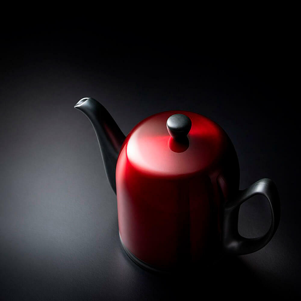 Чайник заварочный фарфоровый 900 мл, с колпаком, красный/черный, 238935, Salam, Guy Degrenne