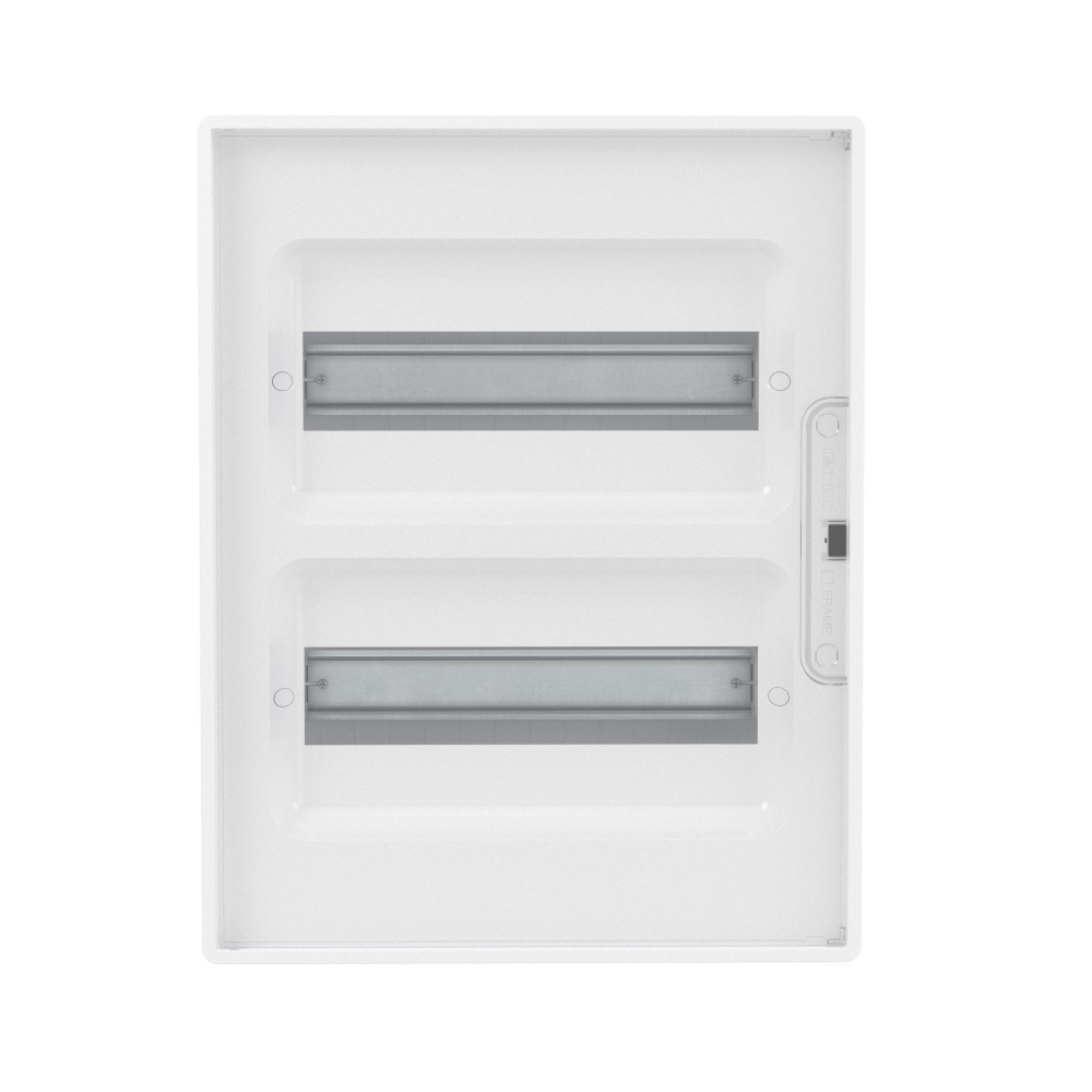 Щиток 24 мод настенный FRAME, белый с прозрачной дверцей, с 4 шинами PEN (2шт на 8 отв. и 2шт на 6 отв)