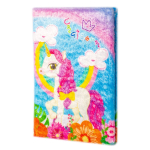 Записная книжка А5, 7БЦ, Alingar, плюш, диз. внутр. блок, линия, 80 л., "Единорог и радуга"