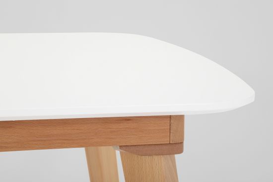 Стол Крит-ОМ (бук/нога б/т светлый бук/столешница белая эмаль)