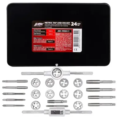 Набор метчиков и плашек метрический 24пр. (М5х0.8/0.9, М6х0.75/1, М8х1/1.25, М10х1.25/1.5, М12х1.5/1.75) JBC JBC-M024-1