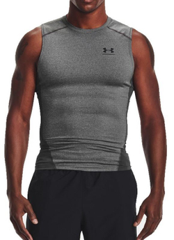 Мужская теннисная футболка Under Armour HeatGear Armour Comp Sleeveles M - carbon heather/black