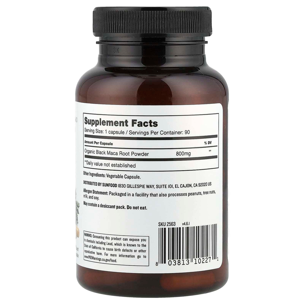 Sunfood, Капсулы черной мака, 800 мг, 90 капсул