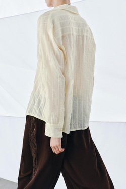 ZARA РУБАШКА В ПОЛОСКУ ZW COLLECTION, ЭКРЮ