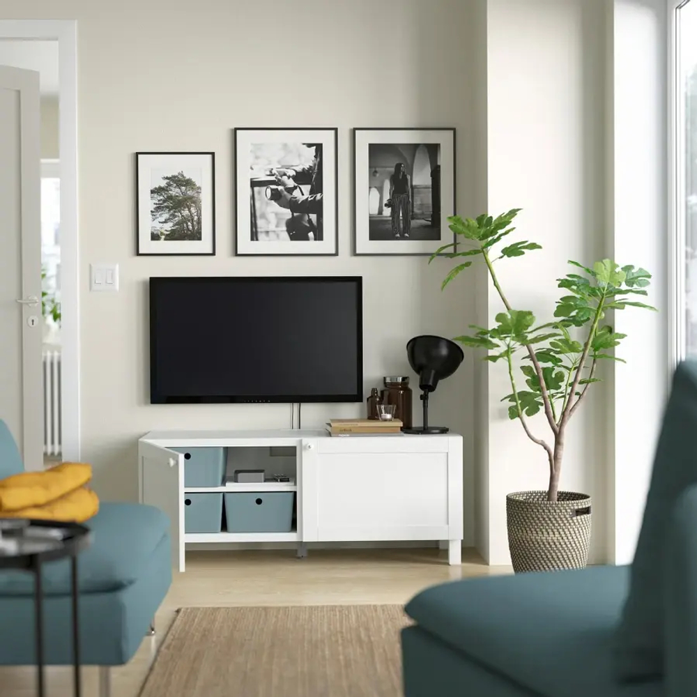 Тумба под ТВ - IKEA BESTÅ/BESTA, 120x42x48 см, белый, Бесто ИКЕА