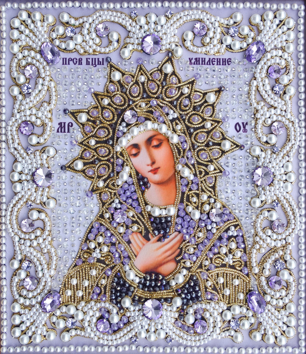ЖС-2-ЗФ Набор для вышивания хрустальными камнями Богородица Умиление (сиреневый)