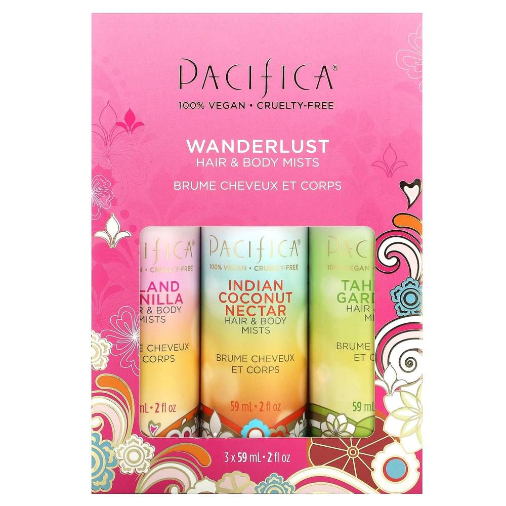 Pacifica, Спреи для волос и тела, Wanderlust, 3 шт., По 59 мл (2 жидк. унц.)