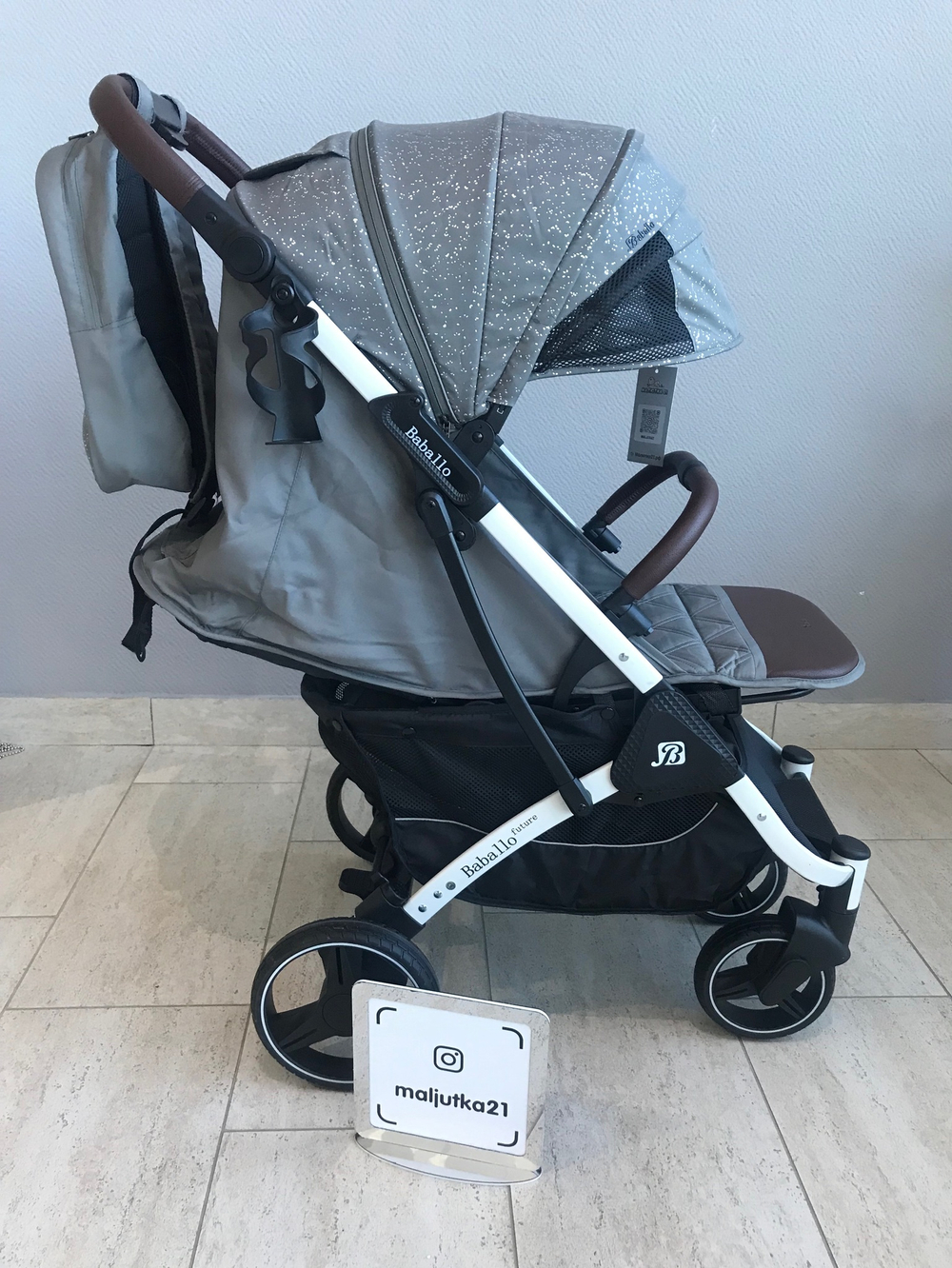 Коляска прогулочная Babalo 2024 Снег текстиль на белой раме