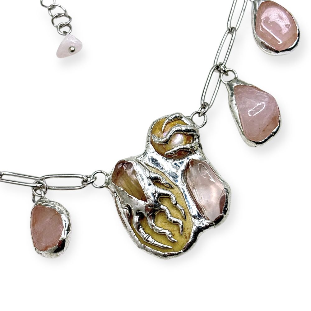 Чокер Reglow Lab waves Mc-Ch-3 галька жемчуг розовый кварц