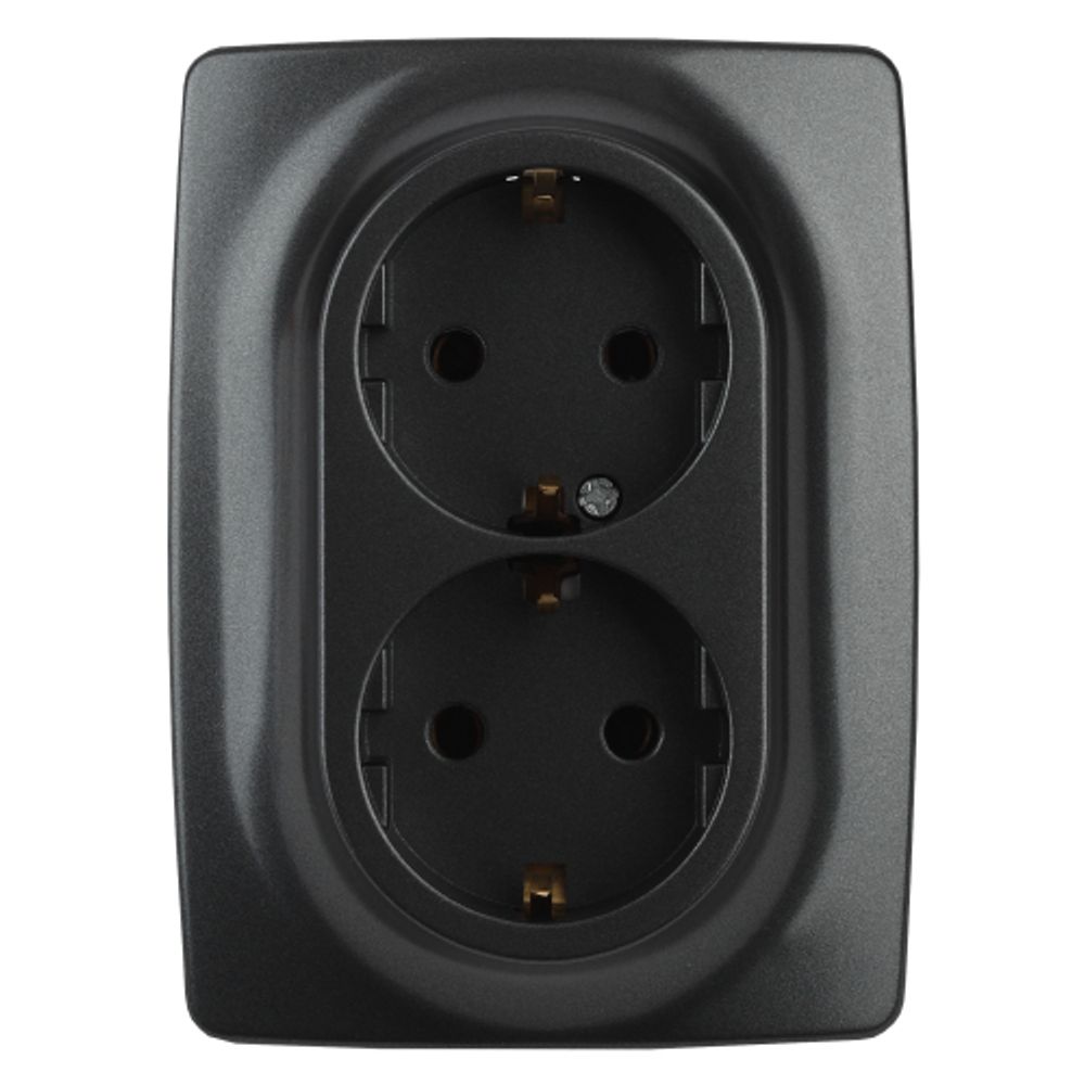 Розетка ЭРА Серия 12 12-2106-05 двойная с заземлением 2X2P+E Schuko 16A-250В IP20 антрацит | Эра 12