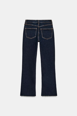 ZARA ДЖИНСЫ TRF CROPPED FLARE С ВЫСОКОЙ ПОСАДКОЙ, ТЕМНЫЙ ИНДИГО