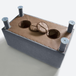 Банкетка с отделениями для тайного хранения и боковым карманом, без ящика, велюр Dream Grey (серый)