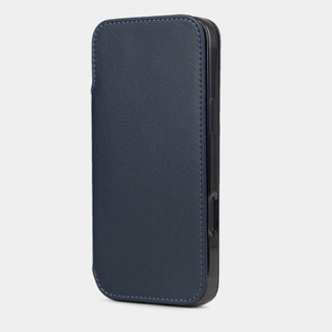 Чехол-книжка кожаная для iPhone 16 Pro Max, теленок синего цвета