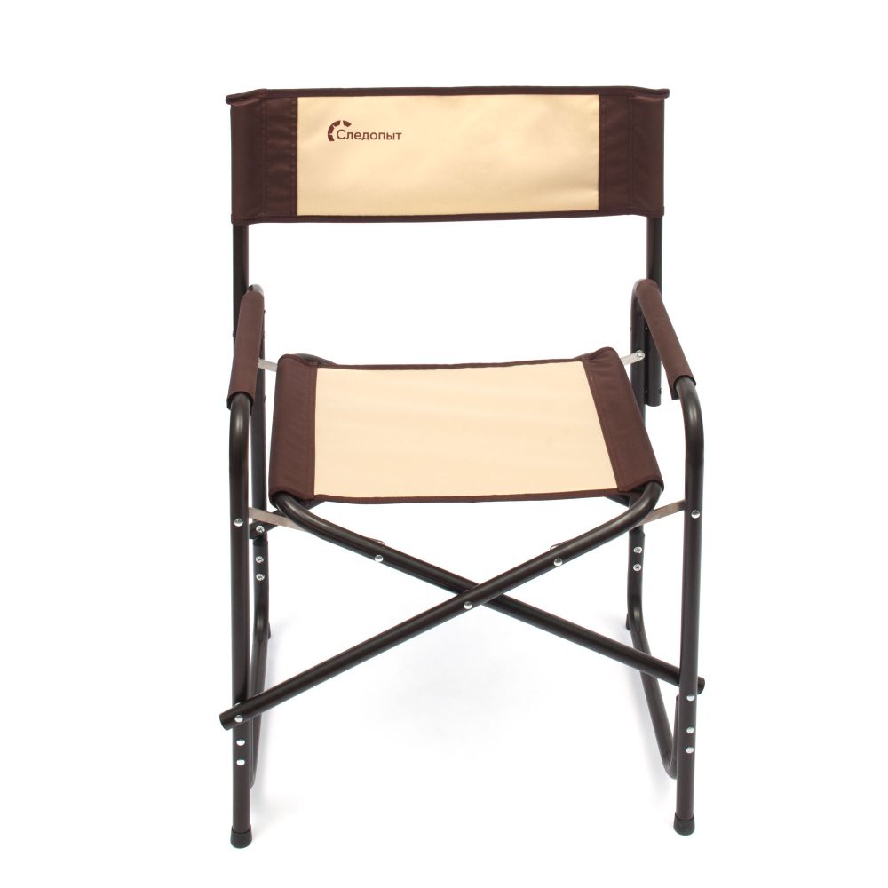 Кресло складное СЛЕДОПЫТ, 560х470х830 мм, сталь 22 мм, бежевый/коричневый