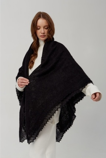 Оренбургский пуховый платок П2-150-07 черный