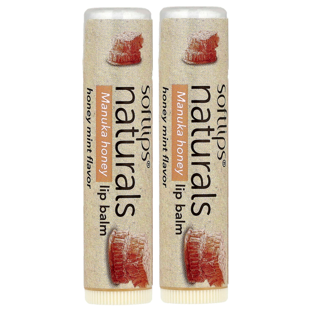 Softlips, Naturals, бальзам для губ с медом манука, мед и мята, 2 палочки по 4,2 г (0,15 унции)