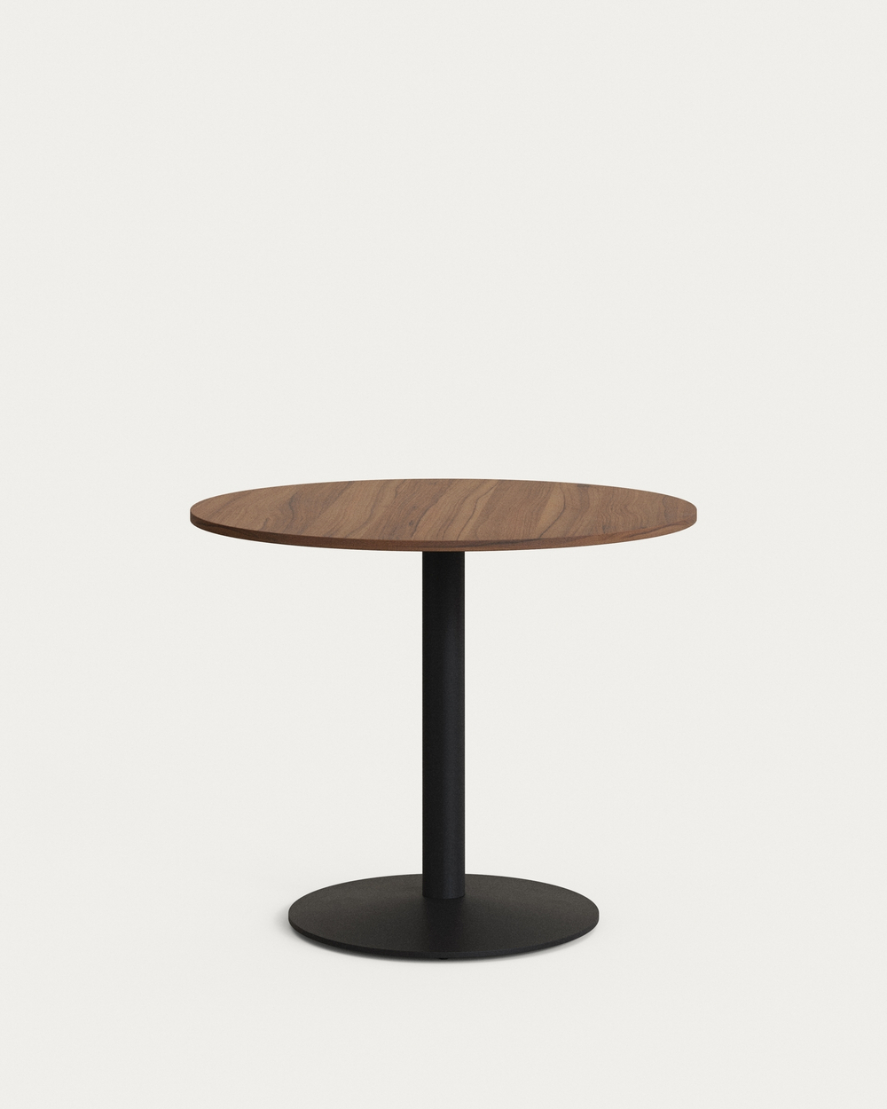 Esilda Круглый стол с меламиновой отделкой под орех и черной металлической  ножкой