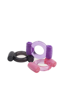 Пепельное эрекционное кольцо с вибрацией Duovibrus I (Цвет: серый)