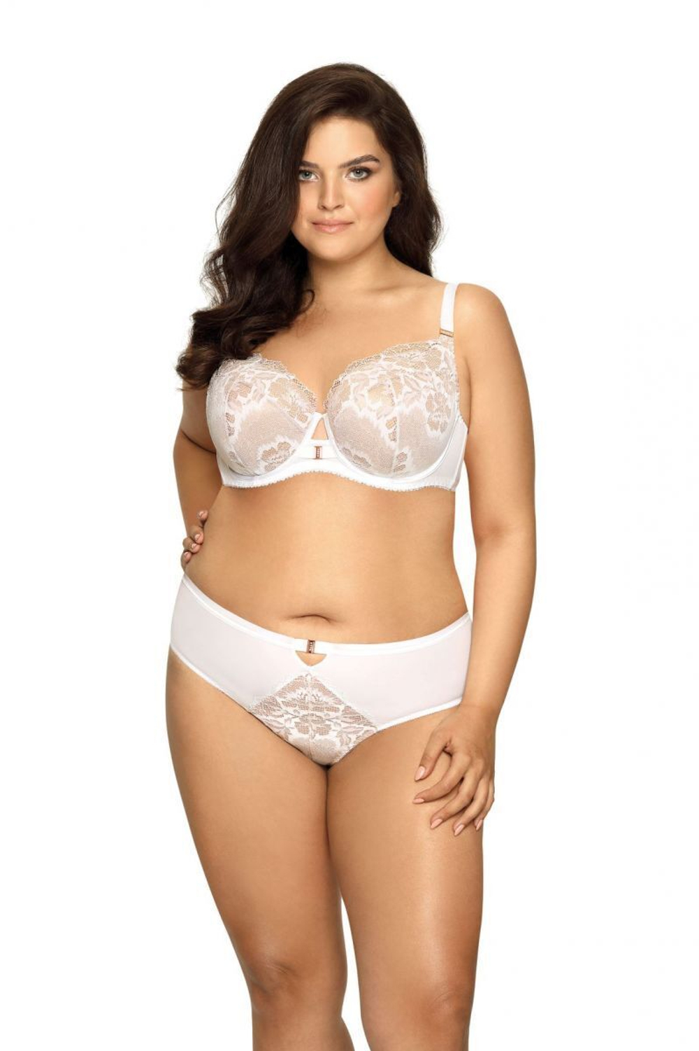 Эффектный бюстгальтер plus size с кружевной чашкой на косточке (Размер: 75L) (Цвет: красный)