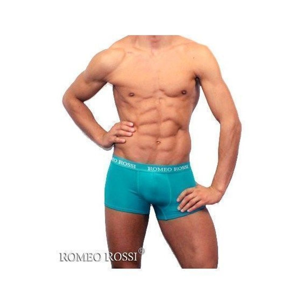 Мужские трусы боксеры c резинкой Romeo Rossi бирюзово-зеленые RR6005-07