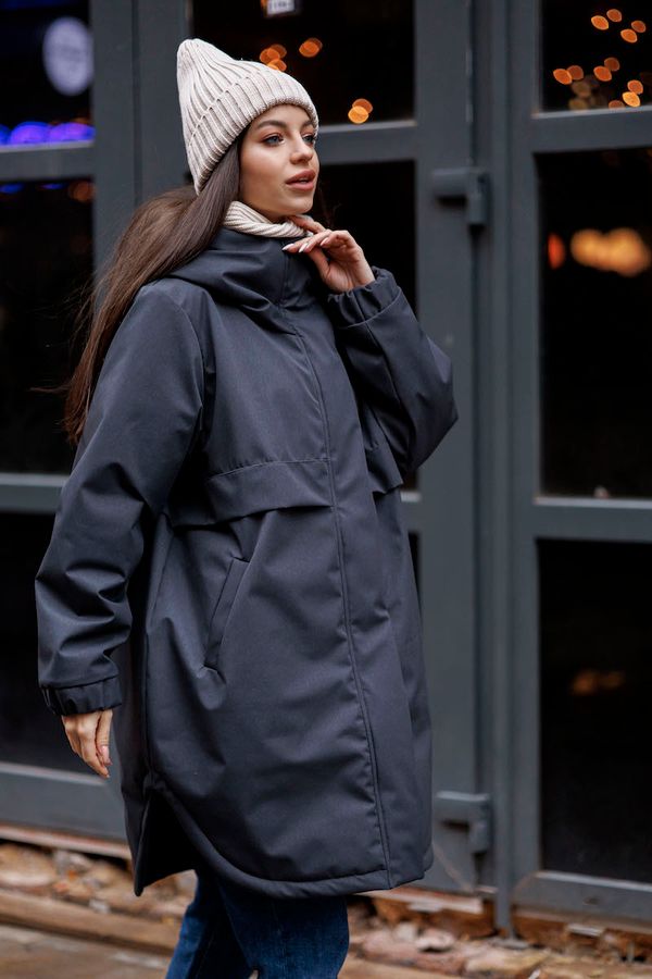 Куртка утепленная женская антрацит - фото 7