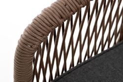 "Канны" диван 2-местный плетеный из роупа, каркас алюминий белый, роуп коричневый круглый, ткань серая