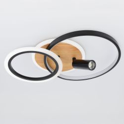Светильник потолочный светодиодный ЭРА Модерн Rondo CLL-1 85W 3K-6,5K RC BK с ДУ черный-дерево