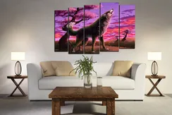 Модульная картина "Волк на закате"