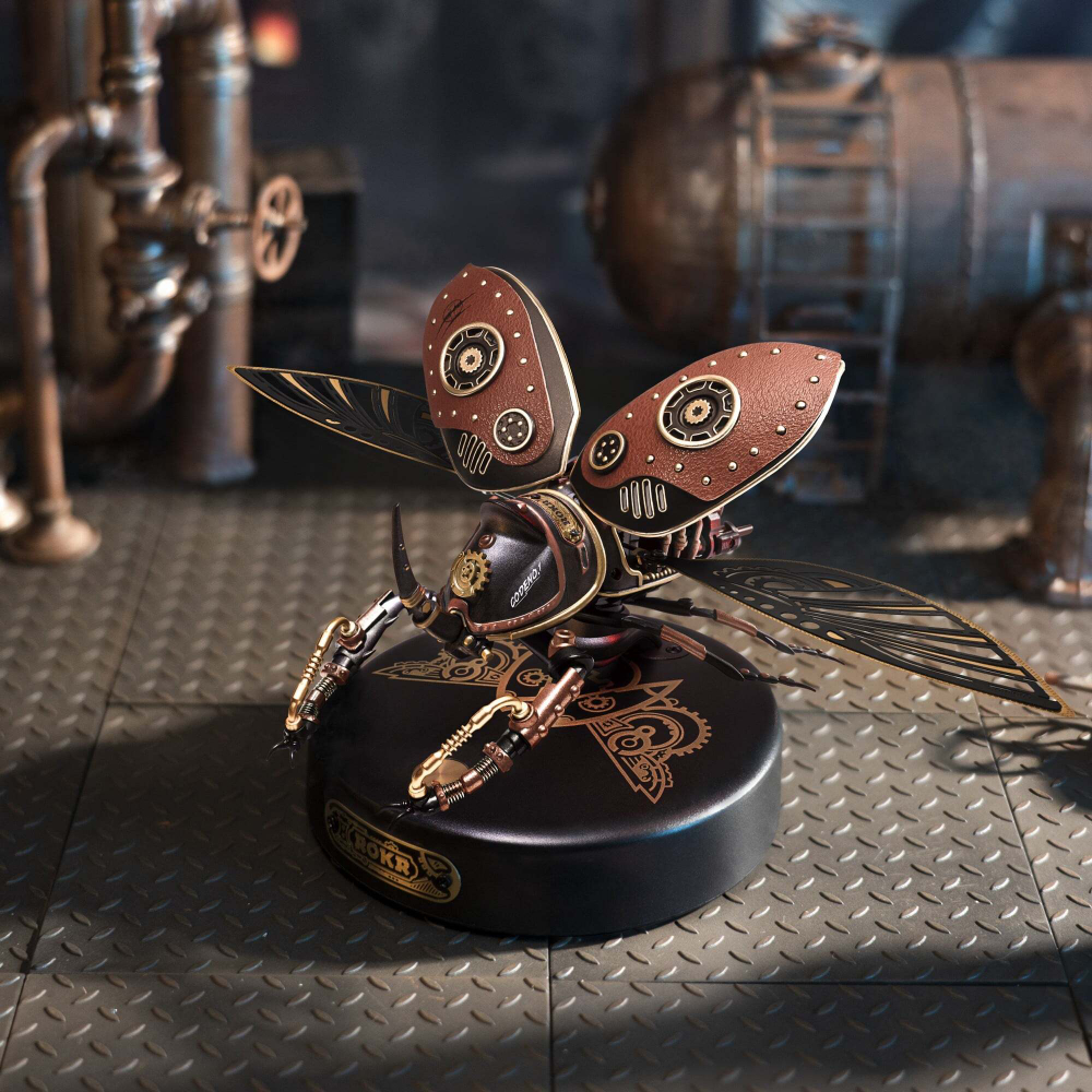 Жук-носорог (Rhinoceros Beetle) MI01 от ROKR - Конструктор, сборная механическая модель, 3D пазл, для интерьера