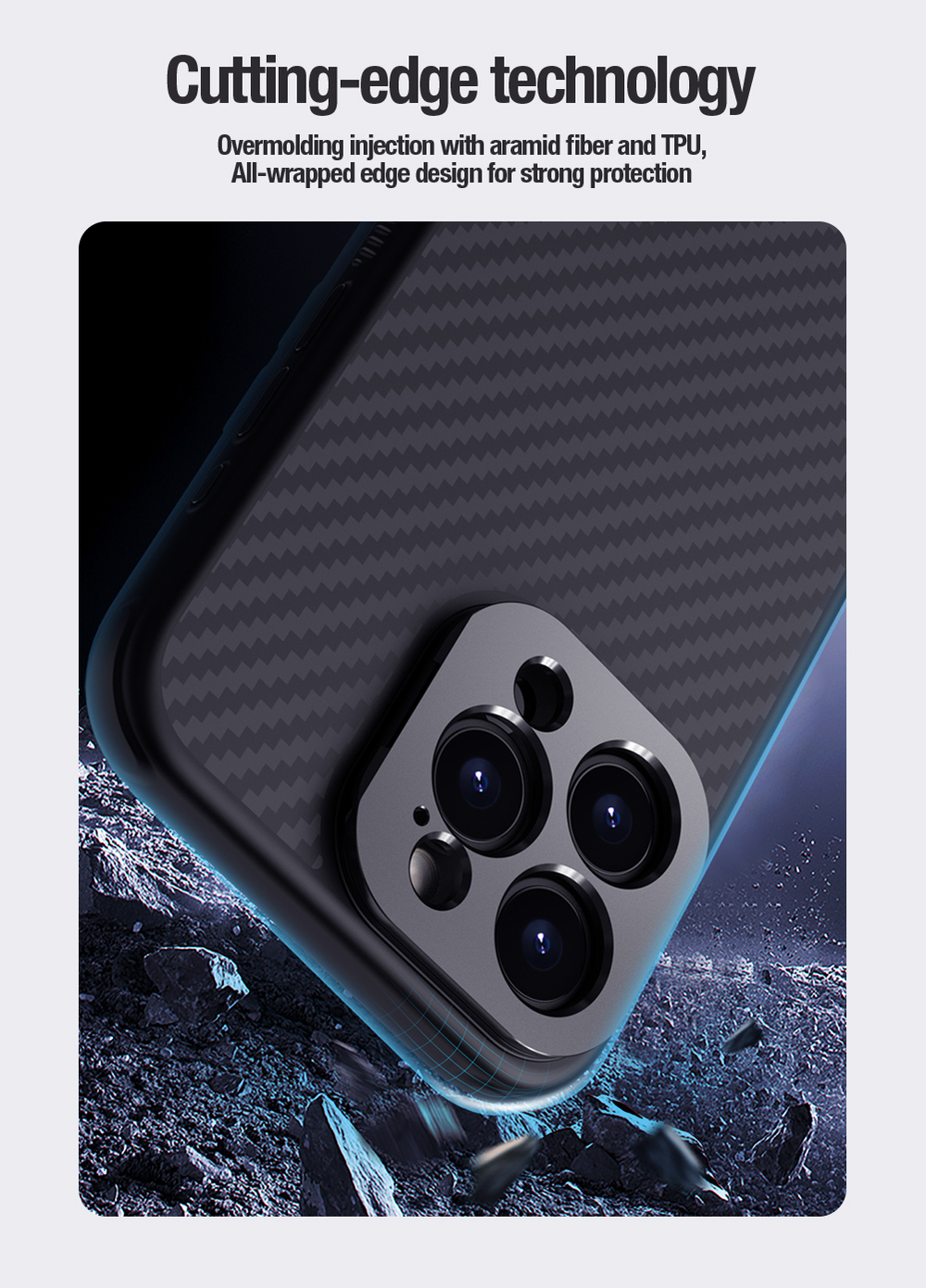 Чехол от Nillkin из арамидного волокна для iPhone 15 Pro Max, серия CarboProp Magnetic Case, с поддержкой MagSafe и металлической откидной крышкой