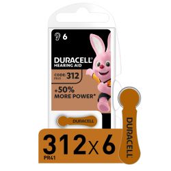 Батарейки Duracell ZA312-6BL | Воздушно-цинковые (Слуховые)