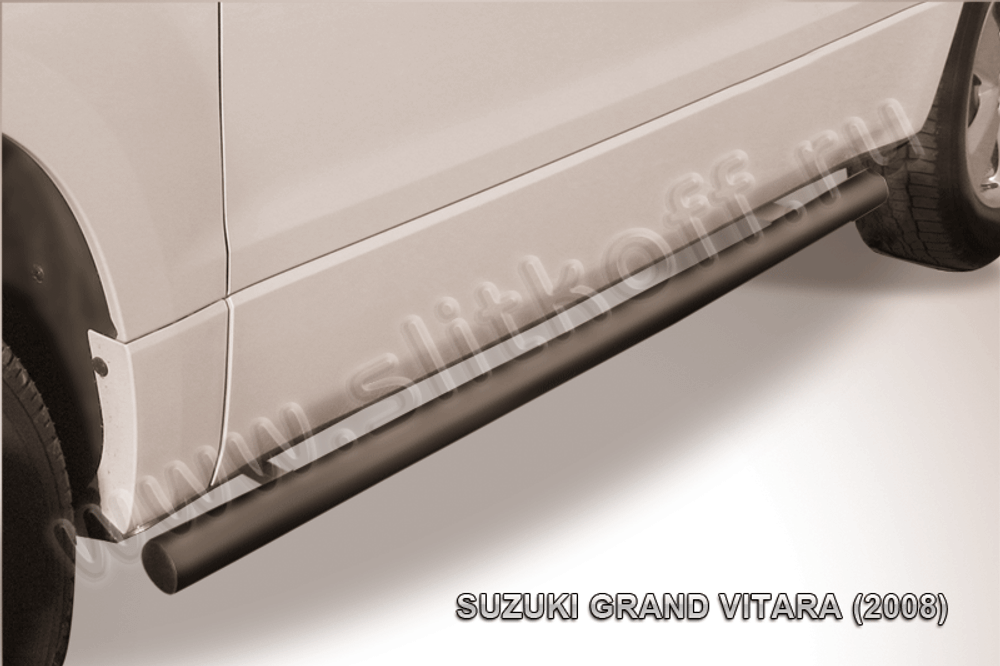Пороги стальные Suzuki Grand Vitara 3дв (2008-2012) d76 труба (черные)