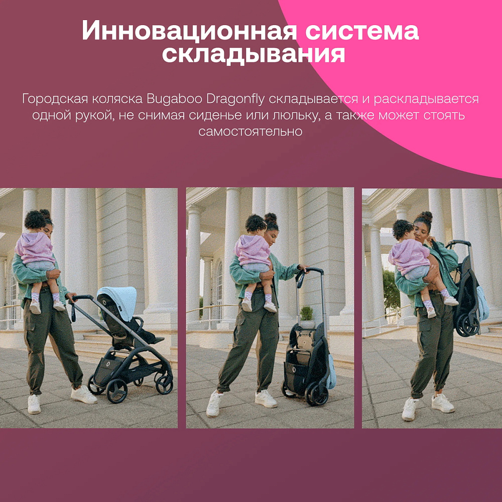 Прогулочная коляска Bugaboo Dragonfly complete Black/Dark Cherry-Dark Cherry