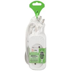 Удлинитель электрический ЭРА UDL-10-215 Greenline 2 розетки без заземления 1,5м ПВС 2x0.75мм2