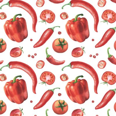 Красные перцы и помидоры черри